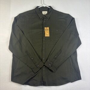 Cedar‎ Wood State Mens XXL Long Sleeve Button Down Shirt Olive Green Textured